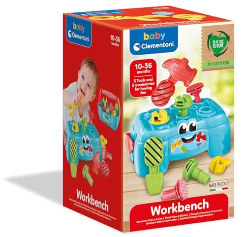 Clementoni | DIY Workshop Baby 10-36 Months | Play for Future Educational Toy | Portable Workbench with Tools And Accessories | Fine Motor Skills | Ecological And Recycled - Image 3