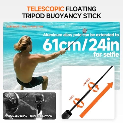 Svbony (2nd) 3in1 Waterproof Selfie Stick Compatible with GoPro Hero 13, 12, 11, 10, 9, 8, Compatible with DJI Osmo Action 5 Pro 4 3, Compatible with Insta360 Ace Pro 2, Suitable for Water Sports - Image 6