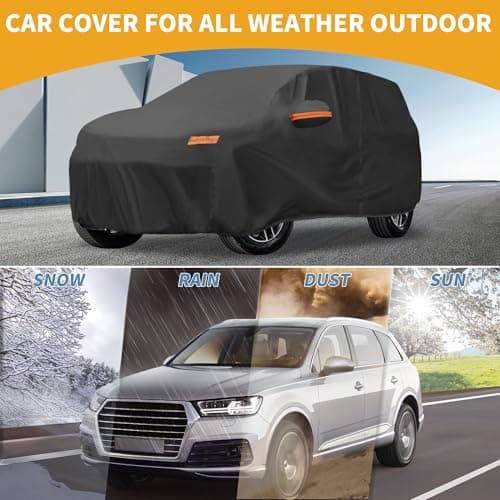 All Weather Waterproof Car Cover for Automobile Outdoor Anti-UV Sun Rain Full Protection Outdoor for Toyota Rav4 Black with Reflective Strips - Image 3