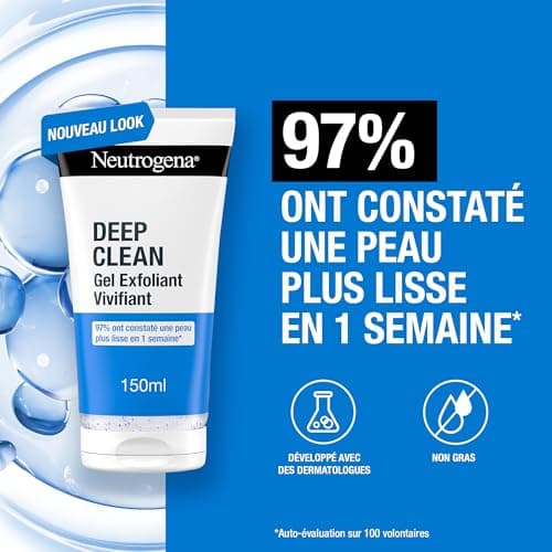 Neutrogena – Gel Exfoliant Vivifiant (tube de 150 ml) – Nettoyant visage pour une peau d'apparence saine – Soin visage pour une peau plus lisse après une semaine d'utilisation - Image 4
