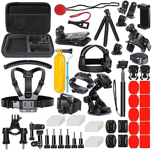 DIKER Accessory Kit for Sports Camera, GoPro Hero 13 12 11 10 9 8 Black 70 in 1, AKASO, DJI Osmo Action, Insta360 One, XIAOMI - Image 2