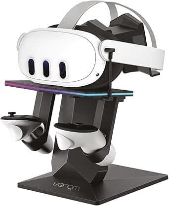 META Venom Support de charge RGB pour Meta Quest 3S/3/2/Pro | Chargeur USB-C et présentoir LED 7 couleurs