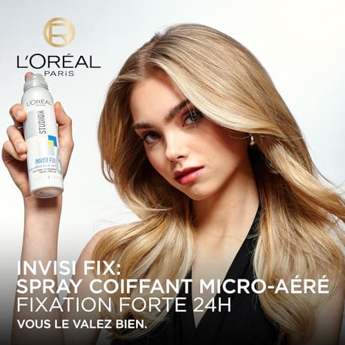 L’ORÉAL PARIS - Spray Coiffant Micro-Aéré Fixation Forte - Résultat Souple et Naturel - Tenue 24H - Sans Résidus - Tous Types de Cheveux - Studio Line Invisi'FX - 150 ml - Image 3