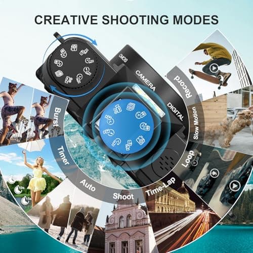 6K 64MP Digital Camera for Vlog with WiFi, 64GB TF Card, Microphone, Autofocus, 16X Zoom Compact and Portable Camera for YouTube, Travel, Beginners, Macro Lens and Wide Angle - Image 6