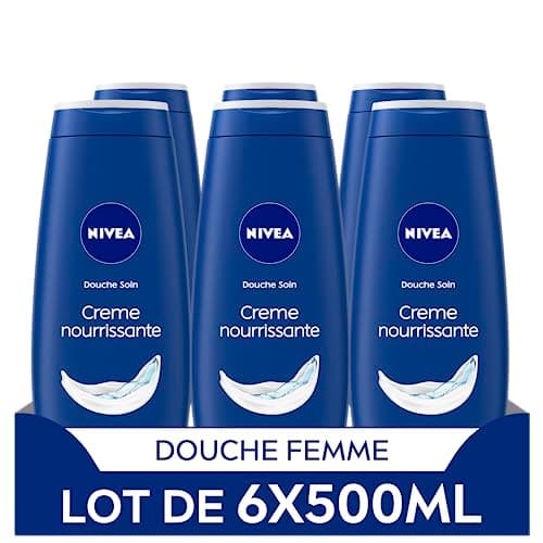 NIVEA Lot Crèmes de douche Soin (6 x 500 ml), enrichie à l’Huile de pépin de Raison & Amande douce, Soin corps hydratant qui nettoie respecte et renforce le microbiome pour peaux sèches - Image 3