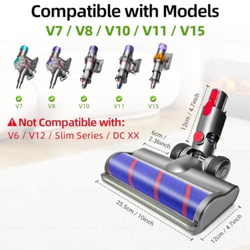 LED Brosse Compatible pour Dyson V7/V8/V10/V11/V15 – Aspirateur Embout, Tête de Brosse Douce avec Détection de Poussière, Remplacement Accessoire Optimisé pour Sols Durs - Image 3