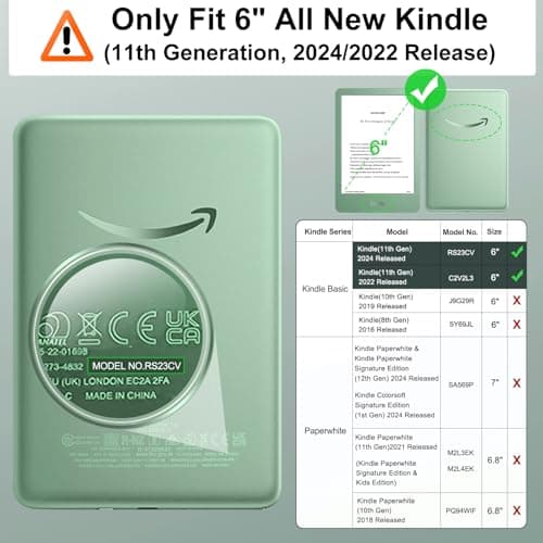 MoKo Case Compatible with 6" Kindle(11th Generation Model 2024/2022) & International Version, Lightweight Case with Auto Wake/Sleep for Kindle 2024/2022 11th Gen e-Reader, Matcha - Image 3
