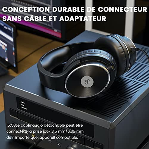 OneOdio Wired Headphones for Guitar, Piano with Mic, Lightweight Comfort with Sharing Port, Hi-Fi and Hi-Res Audio, Over Ear for Phone, PC, Keyboard, Studio, DJ, Black - Image 5