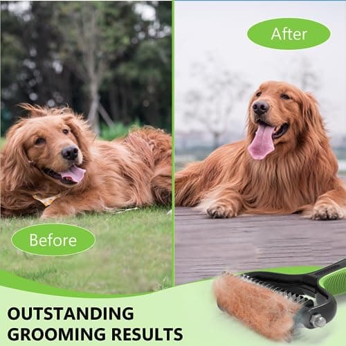 Pet Grooming Supplies - Dog Cat Brush, Undercoat Deshedding Rake, Furminator Dog Grooming Brush, Green Dog Comb, Dog Brush - Image 4