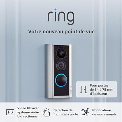 Ring Ring Wireless Video Peephole (Door View Cam) | For Doors 54-75mm Thick (Recommended Version) | Wireless Doorbell with Camera, 1080p HD Video and Wi-Fi | Free Ring Protect Trial 30-Day