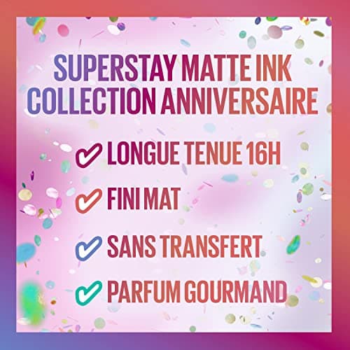 Maybelline New York - Matte Lip Ink - Long-Lasting & Transfer Free - Superstay Matte Ink Collection Birthday Limited Edition - Life Of The Party (390) - 5 ml - Image 5