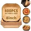LYHOLKEER Lot de 400 doublures jetables en papier parchemin pour friteuse à air comprimé de 20,3 cm pour Ninja/Cosori/Chefman/Paris Hilton/Cuisinart/Instant Pot/DASH/HAIMEEC/Kitchen Elite/Ramjoy - Image 3