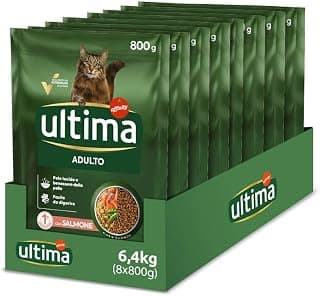 Ultima Adult Saumon - Croquettes pour Chat - Lot de 8 x 800 g - Total 6,4 kg