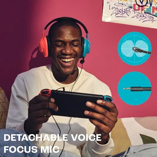 JBL Quantum 100N, Wired Over-Ear Gaming Headset, Detachable Mic, QuantumSURROUND Signature, Comfortable, Cross-Platform Compatibility and Windows Sonic Spatial Sound, Red and Blue - Image 5