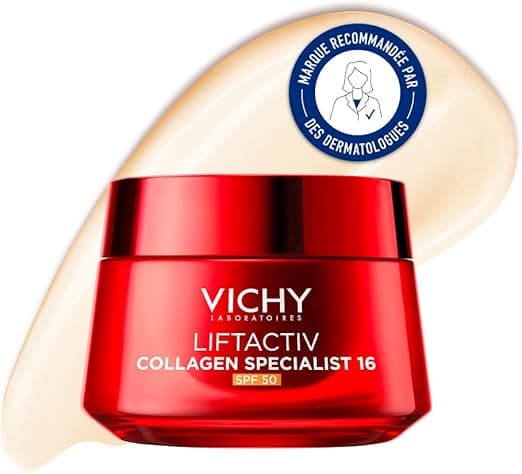 Vichy, Liftactiv, Collagen Specialist 16 Anti-Ageing Day Cream, Smooths & Plumps, Enriched with Collagen, Corrects 16 Signs of Ageing, For All Skin Types, Refillable, 50 ml
