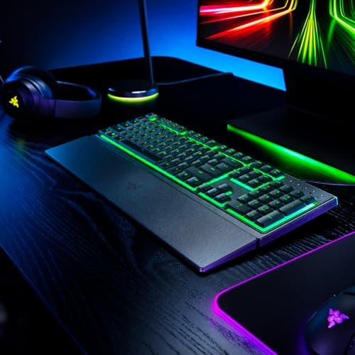 Razer Ornata V3 X - Low Profile Gamer Keyboard (Switches with Silent Membrane Switches, Ergonomic Wrist Rest, RGB Chroma, UV Varnished ABS Keys) AZERTY Keyboard | Black - Image 4