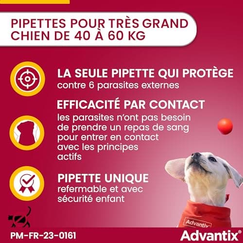 Advantix Extra Large Dog Between 40 and 60 kg – Dog Pipettes Against 6 Parasites – Treatment and Protection for Your Pet for 4 Weeks – 4 x 5 ml - Image 4