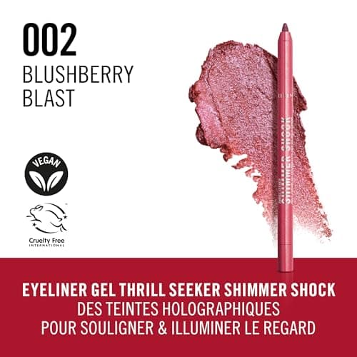 Rimmel Thrill Seeker Shimmer shock Crayon, Eyeliner, Eyeliner Gel Waterproof Multichrome, Crayon Liner, Couleur changeante irisée, Glisse sans effort, Ne coule pas, 1,2 g, 002 Blushberry Blast - Image 4