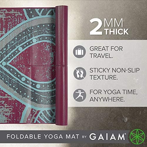 Gaiam Yoga Mat – Folding Travel Fitness & Exercise Mat – Foldable Yoga Mat for All Types of Yoga, Pilates & Floor Workouts (68"L x 24"W x 2mm Thick) - Image 3
