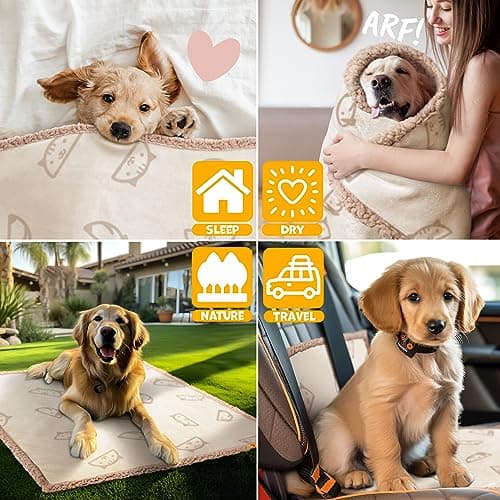 Lovpet® Waterproof Dog Blanket, Sherpa Fleece Pet Blanket + 3X Bone for Toys, Machine Washable - 80 x 60 inches - XXL - Machine Washable - Image 5