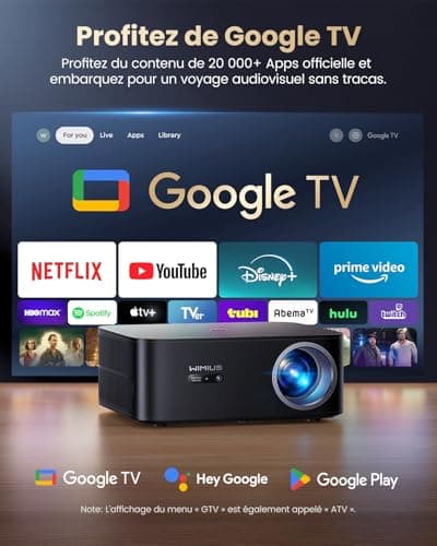 4K Projector 【1500 ANSI/Google TV/Netflix Disney+Official】 4K Auto Focus/Keystone Projector WiFi6 Bluetooth FHD 1080P Native, Voice Control, Overhead Projector 350 Inches Zoom 50% Home Cinema HDMI Arc - Image 3