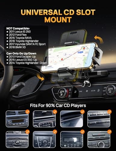 2024 Car CD Phone Holder, Stable Car Phone Holder, CD Slot, Car Mobile Phone Mounts, 360° Rotatable Universal for iPhone Samsung Smartphones - Image 5