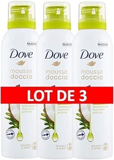 Dove Gel Douche Mousse Surgras à l'Huile de Coco, Parfum Gourmand et Exotique, Formule Testée Dermatologiquement, Lot de 3x200ml