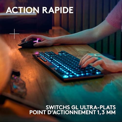Logitech G G915 X LIGHTSPEED TKL Ultra-Slim Wireless Gaming Keyboard, Dual Layer PBT Keyboards, Fully Programmable Keys, RGB Backlight, GL Red Linear - PC/Mac, FRA AZERTY - Black - Image 4
