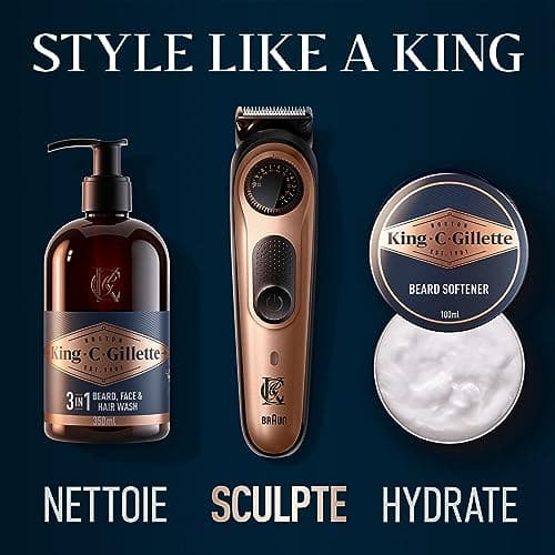 King C.Gillette Tondeuse A Barbe Electrique Homme PRO Avec Molette De Précision Pour 40 Réglages De Longueur, Lames De Longue Durée, Autonomie 80 minutes - Image 6