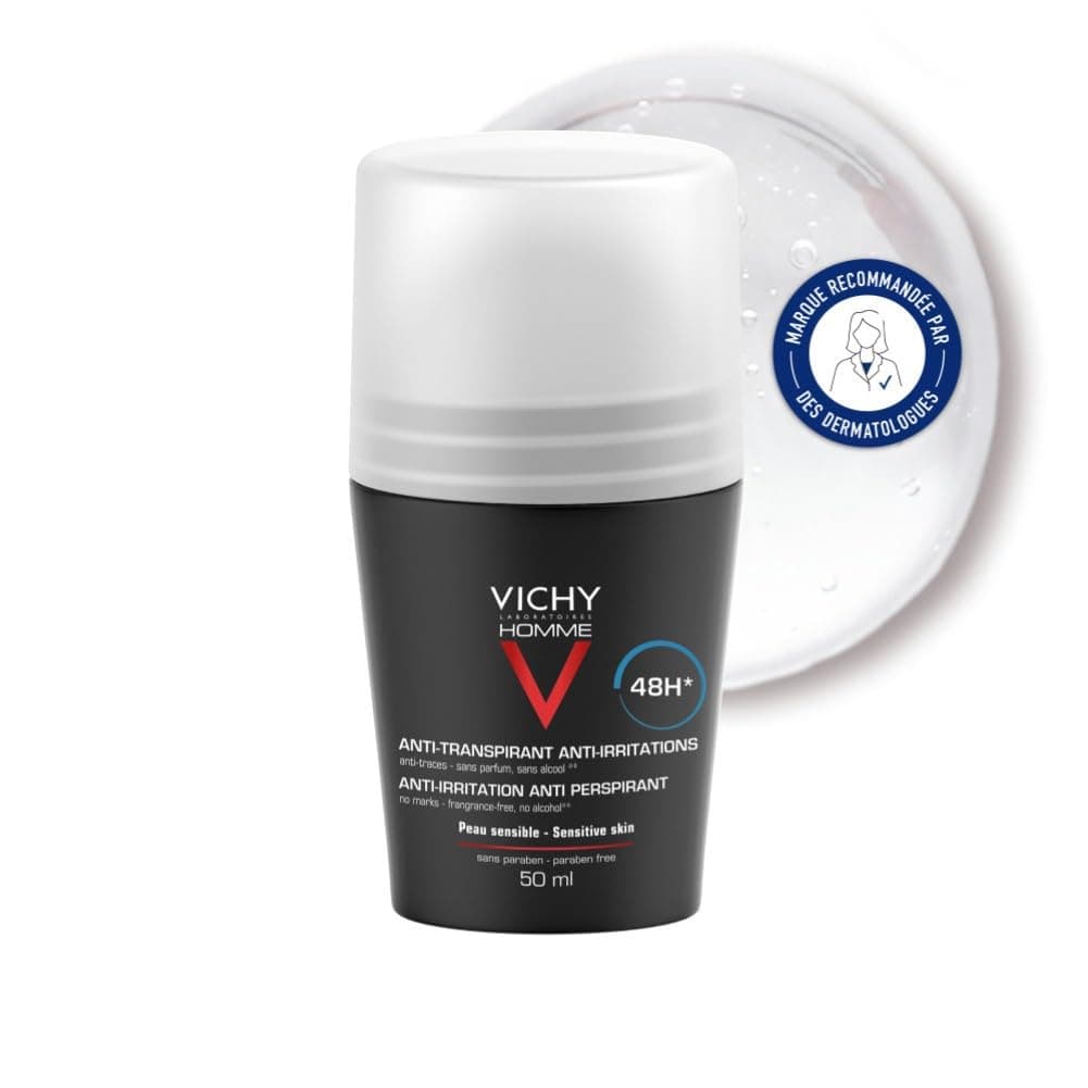Vichy Homme, Déodorant Roll-On, Anti-Transpirant à l'Efficacité Longue Durée 48 H, Action Anti-Irritations, Pour Transpiration Intense, Adapté aux Peaux Sensibles, 50 ml - Image 8