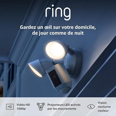 Ring Ring Floodlight Cam Wired Plus | Outdoor Surveillance Camera, HD Video, WiFi, LED Projectors, Siren, Works with Alexa | Free Ring Protect 30-Day Trial