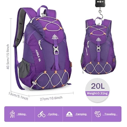 GES 20L Lightweight Waterproof Hiking Backpack with Rain Cover - Durable Multi-Use Backpack for Men and Women, Travel, Camping, Trekking, Cycling, School - Image 3