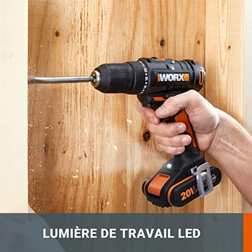 WORX Perceuse-Visseuse sans Fil 20V WX108, Couple Max de 40Nm, Mandrin ⌀13mm, Idéale Pour les Petits Travaux, 2 Vitesses Variables, Compacte et Légère, Avec 1 Batterie 2Ah et Chargeur Rapide - Image 9