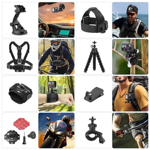 Sports Camera Accessories Kit, Compatible with GoPro, AKASO, Campark, Crosstour, APEMAN, COOAU, Apexcam, WOLFANG, Surfola, SJCAM - Image 4
