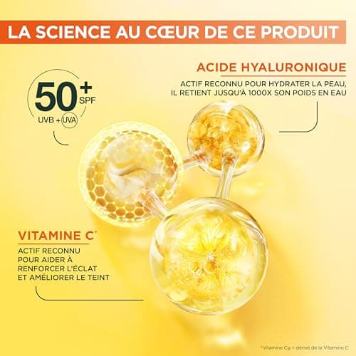 Garnier SkinActive - Fluide Anti-UV & Anti-Taches Quotidien - Invisible - SPF 50+ - Protège & Réduit les Taches - Soin Visage Enrichi en Vitamine C - Tous Types de Peau - 40 ml - Image 5