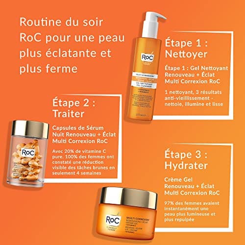 RoC - Multi Correxion Revive + Glow Sérum de Nuit Lissant à la Vitamine C - Anti-rides et Vieillissement -Anti-Âge - Réduction des Points Noirs - 30 Capsules - Image 8