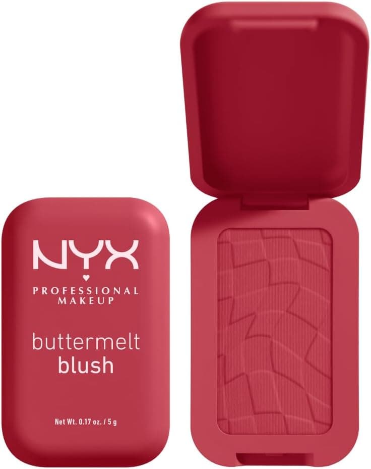 NYX PROFESSIONAL MAKEUP - Powder blush, enriched with mango butter, almond butter & shea butter - Melting texture - Vegan formula - Buttermelt Blush, Shade: Back and Butta