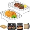 Ninja Air Fryer Grill | HONYAO 2pcs Stackable AirFryer Accessories for Ninja AF300EU AF400EU and Other Dual Fryer 7.6L -10.4L | Food Stainless Steel 304 | Air Fryer Racks - Image 2