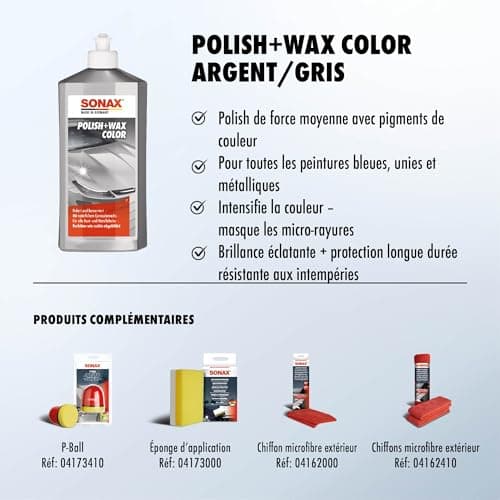 SONAX Polish+wax color grey+silver (500ml) with colour pigments and Carnauba wax for shine and protection | Ref: 02963000 - Image 4