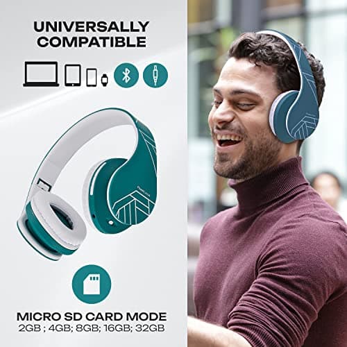 PowerLocus Bluetooth Headphones, Foldable Wireless Wired Stereo Audio Headset with Built-in Microphone, Micro SD/TF, FM for iPhone/Wiko/Samsung/iPad/PC (Blue) - Image 5