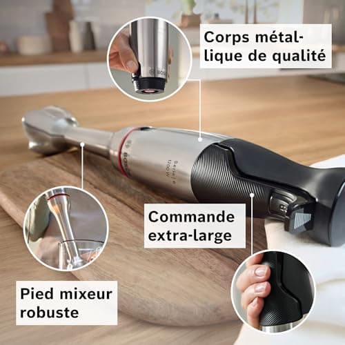 Bosch, Hand Blender, ErgoMaster 6 Series, 1000 Watt Air Cooled Motor, Variator, QuattroBlade Pro Mixing System, Accessories Included, MSM6M652 - Image 7