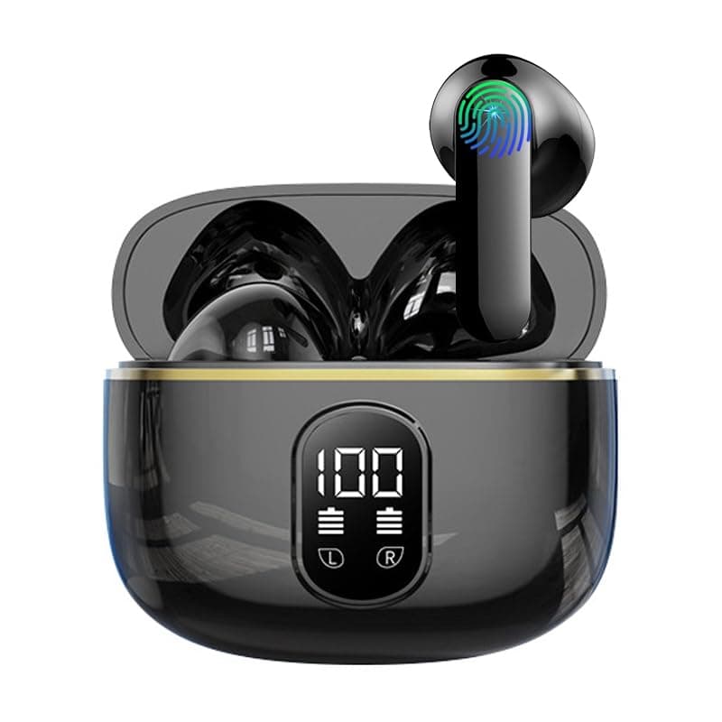 Wireless Bluetooth Headphones, Bluetooth 5.3 Headphones with 4 ENC Noise Reduction Mic LED Screen HiFi Stereo Sound 42H Playtime IP6 Waterproof Sport Headset Touch Control for iOS Android - Image 3
