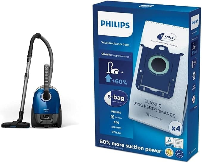 Philips Performer Compact Series 3000 Vacuum Cleaner with Bag - 900 W with Allergen Filter, 9 m Range (XD3110/09) & Philips FC8021/03 4 Bags S'bagTM - Image 1