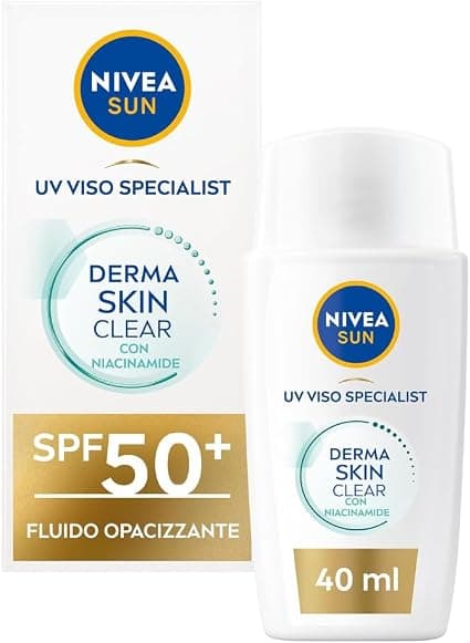 NIVEA Sun Derma Skin Clear Face Sun Cream SPF 50+ 40 ml Anti-Bleach Complex Face Protection + Niacinamide Face Cream SPF 50+ in Ultra Light Fluid - Image 1