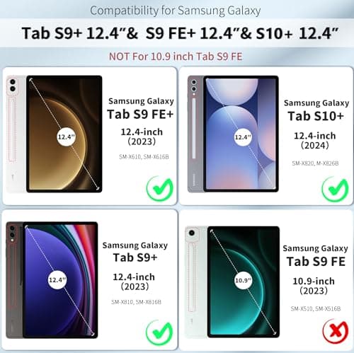 EasyAcc Case for Samsung Galaxy Tab S10+ 2024 / S9+ Plus / S9 FE+ 12.4 Inch 2023 with Pen Holder, Ultra Slim Protective TPU Case Cover with Auto Wake/Sleep, Black - Image 3