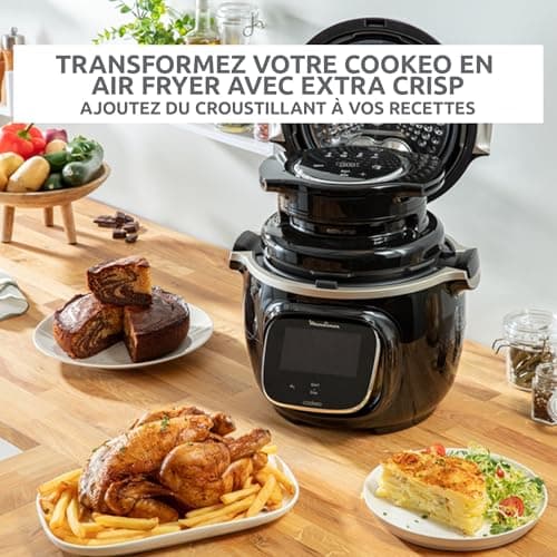 Moulinex Extra Crisp Cookeo, Air Fryer Lid, Crisp Recipes, Oil-Free Cooking, 4 Programmes, Adjustable Temperature, Compatible with Cookeo 6 L, Black EZ150800 - Image 6
