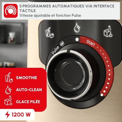Moulinex Blender électrique, 1200 W, Bol verre capacité utile 1,5 L, Mixeur Smoothie, Technologie de lames Powelix, Haute qualité, Nettoyage facile, PerfectMix Noir/Or LM871A10 - Image 8