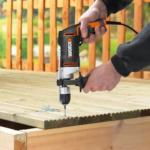 WORX 800W WX328 Corded Impact Drill, 13mm Keyless Chuck, Variable Speed, Forward and Reverse Rotation, Comes with 3 HSS Drills, 3 Drill Bits for Concrete, 1 Depth Gauge - Image 4