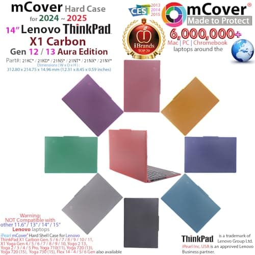 mCover Hard Case ONLY compatible with Lenovo ThinkPad X1 Carbon Gen 12/13 Windows 2024-2025 14 inch (with 180 degree hinge, NOT fit other Lenovo models) - Black - Image 3