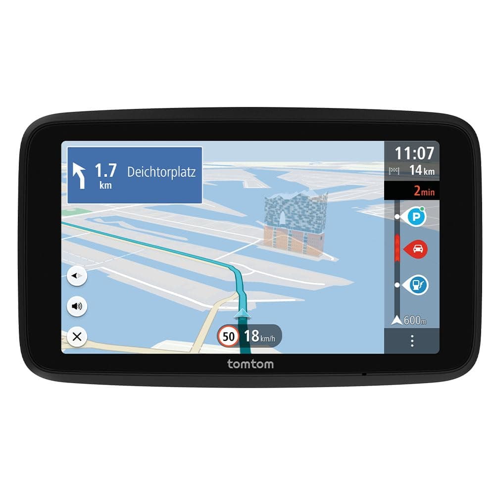 TomTom TomTom GO Advanced Car GPS (6 Inch Traffic Information, Test of Hazard Zones, World Map, Updates via Wi-Fi, Lane Change Guide, Visual Markers, Reversible Mounting)